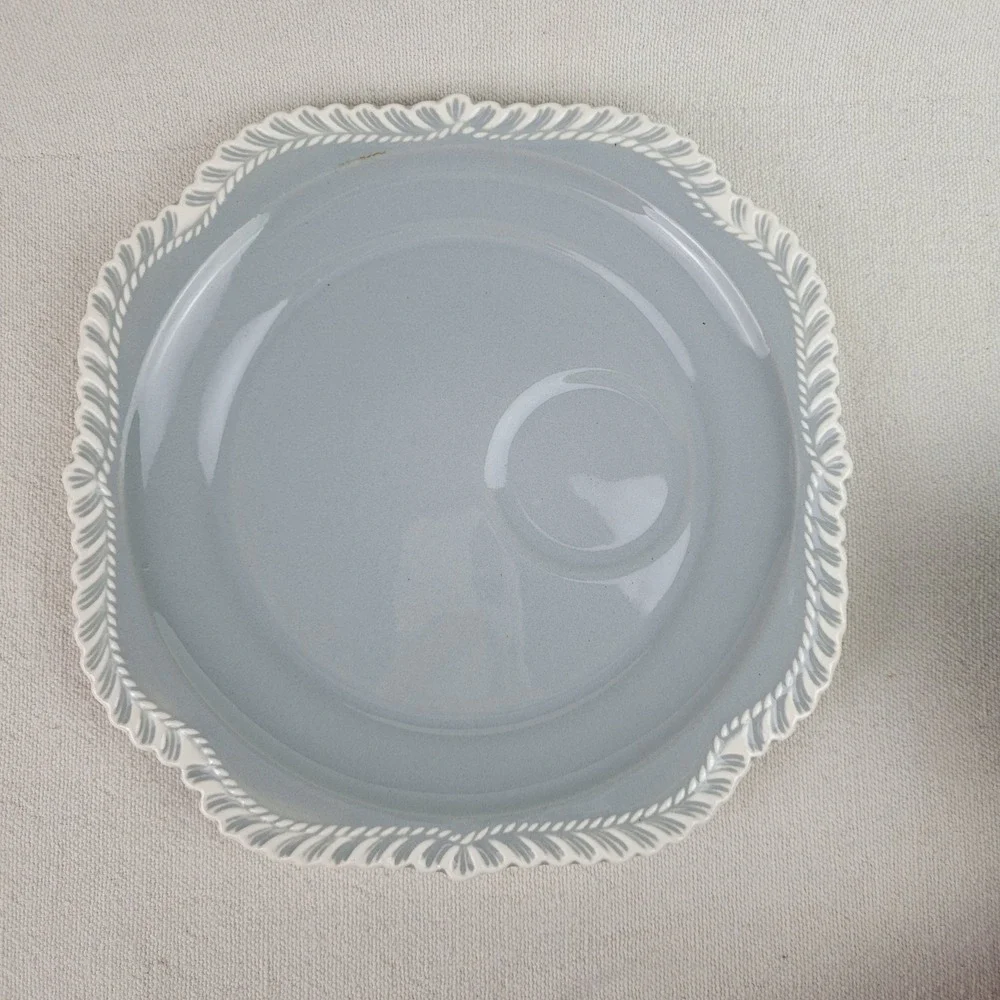 Vintage Harker Pottery Gray Snack Set Cup and Square‎ Plate
